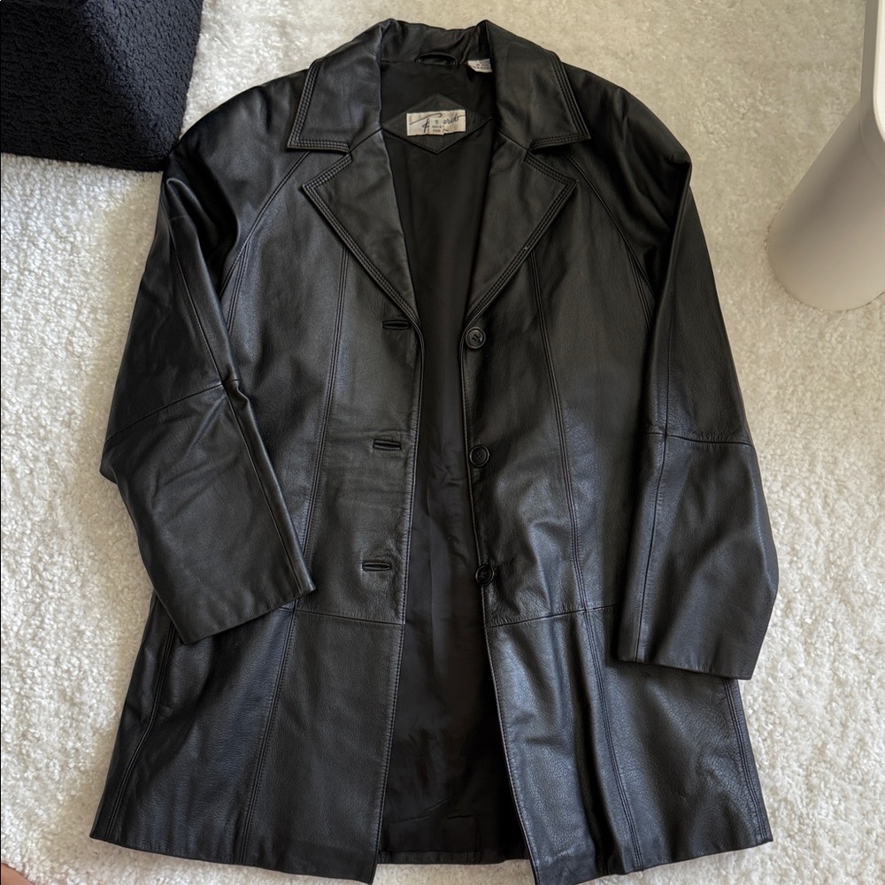 Vintage Black Leather Coat